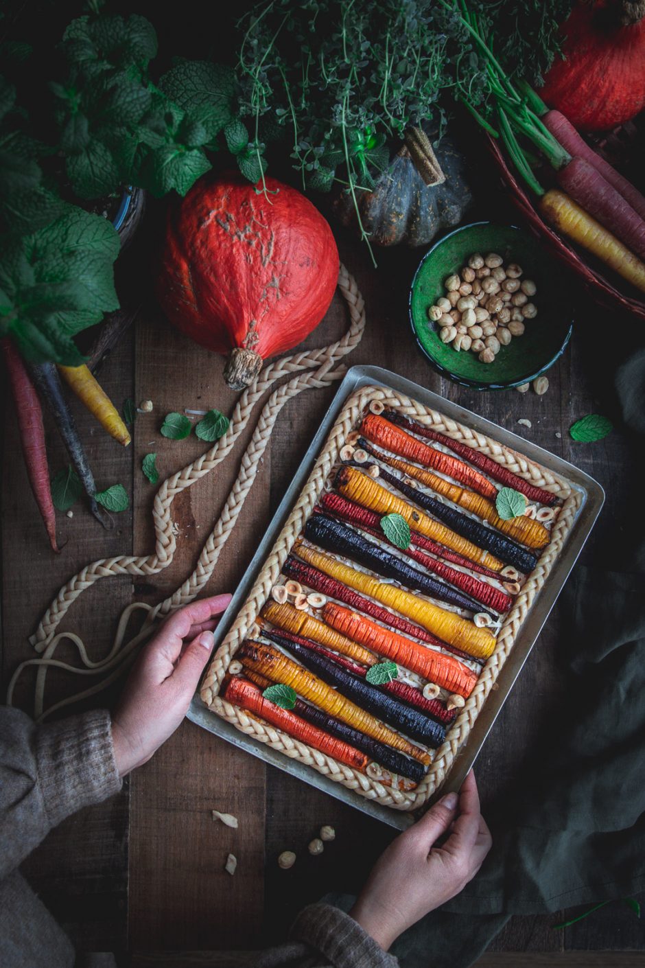 Torta salata con carote, zucca e formaggio Piave Dop
